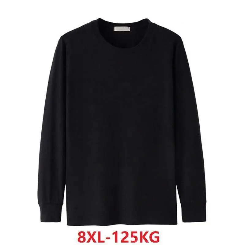 Men's Shirt Long Sleeve Winter Fall Large Size 5XL 6XL Casual T-Shirt Cotton 7XL 8XL Home Green Blue Black | Мужская одежда