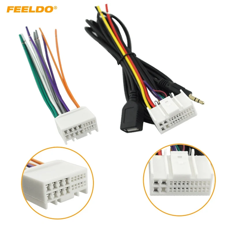Автомобильный адаптер проводки FEELDO 5 комплектов с USB/AUX (3 мм) для Kia K2/K5|Кабели