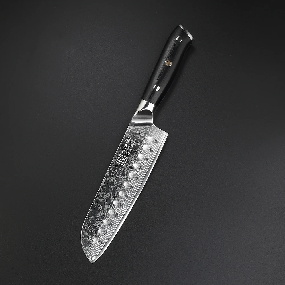 Keemake " дюймов Кухонные ножи santoku режущие инструменты из дамасской стали VG10 Сталь Sharp крепкое лезвие G10 ручка нарезка мяса шеф-повар Ножи