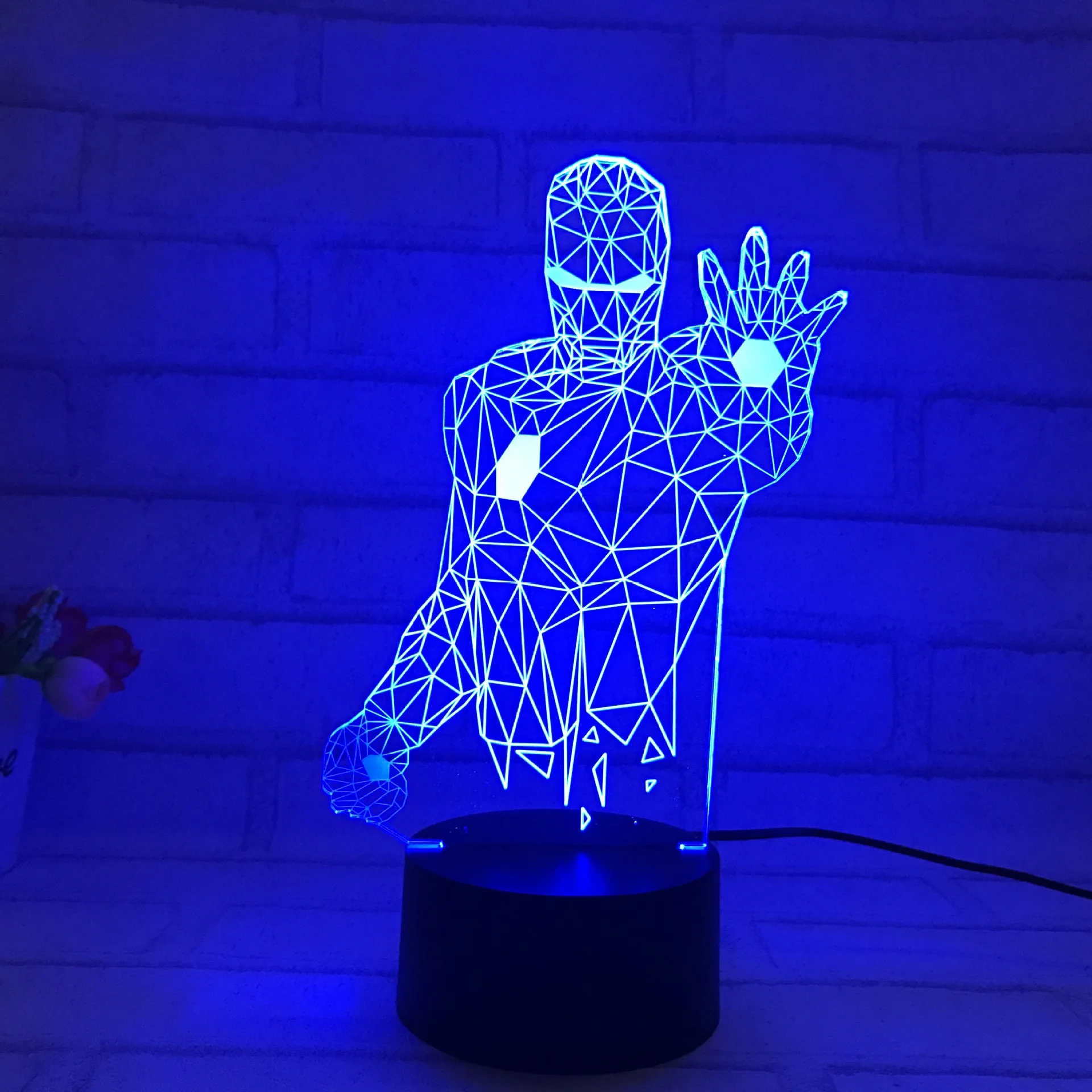 Красочные Железный человек 3D Holograma свет Lampara светодиодный акрил лампа видимого света сенсорный выключатель Иллюзия Ночник подарок для малыша Lampka