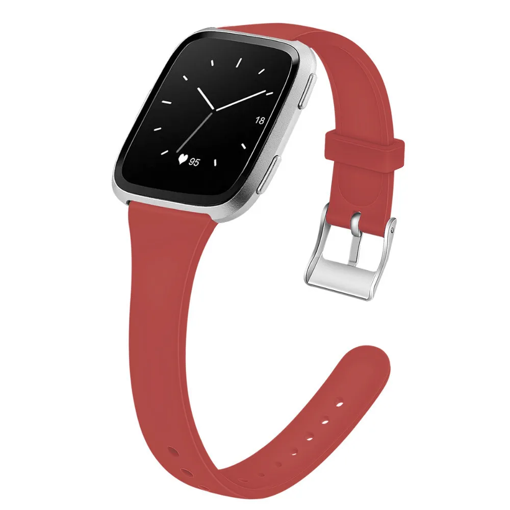 Duszake Браслет для Fitbit Versa/Versa Lite Starp мягкий силиконовый тонкий узкий сменный мужской Т-образный ремешок для Fitbit Versa для женщин и мужчин - Цвет: Red