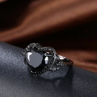 garilina retro jewelry trinket black gun plated black cz womens rings party love gift heart ring ar2189
