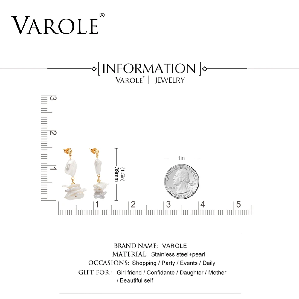 Varole новые необычные серьги из натурального пресноводного жемчуга, корейские золотые серьги-капли из нержавеющей стали, свадебные ювелирные изделия