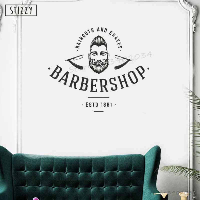 Настенная Наклейка stizzy Barbershop логотип виниловая настенная наклейка стрижка