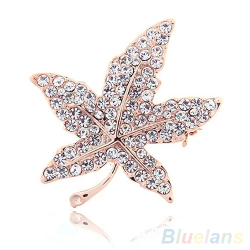 Женские броши модный дизайн кленового листа Нежная брошь со стразами ювелирное