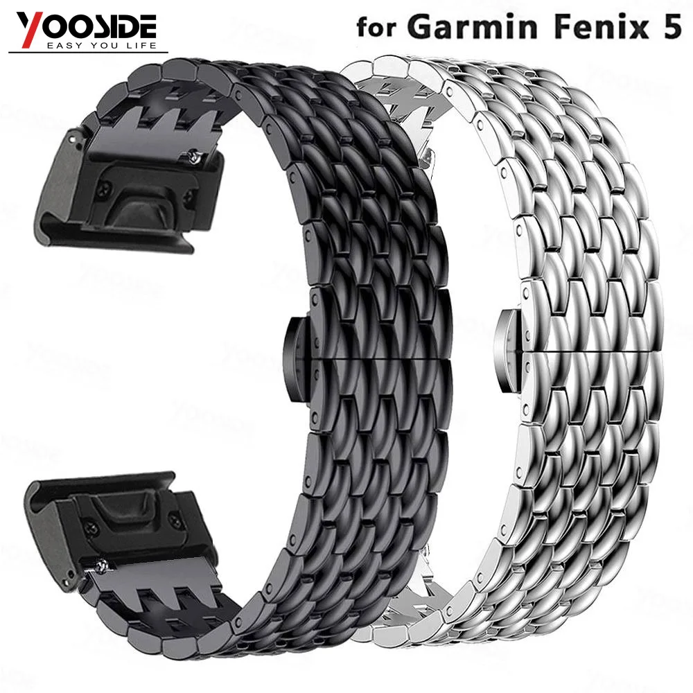 Металлический ремешок Dragon Scale из нержавеющей стали для часов Garmin Fenix 5/5 Plus/Forerunner