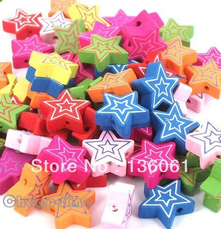 

Vintage Mix Color Wood Star Cartoons Charms Space Beads For Bracelet Necklace Jewelry Findings Accessories Gifts 200pcs Z1798