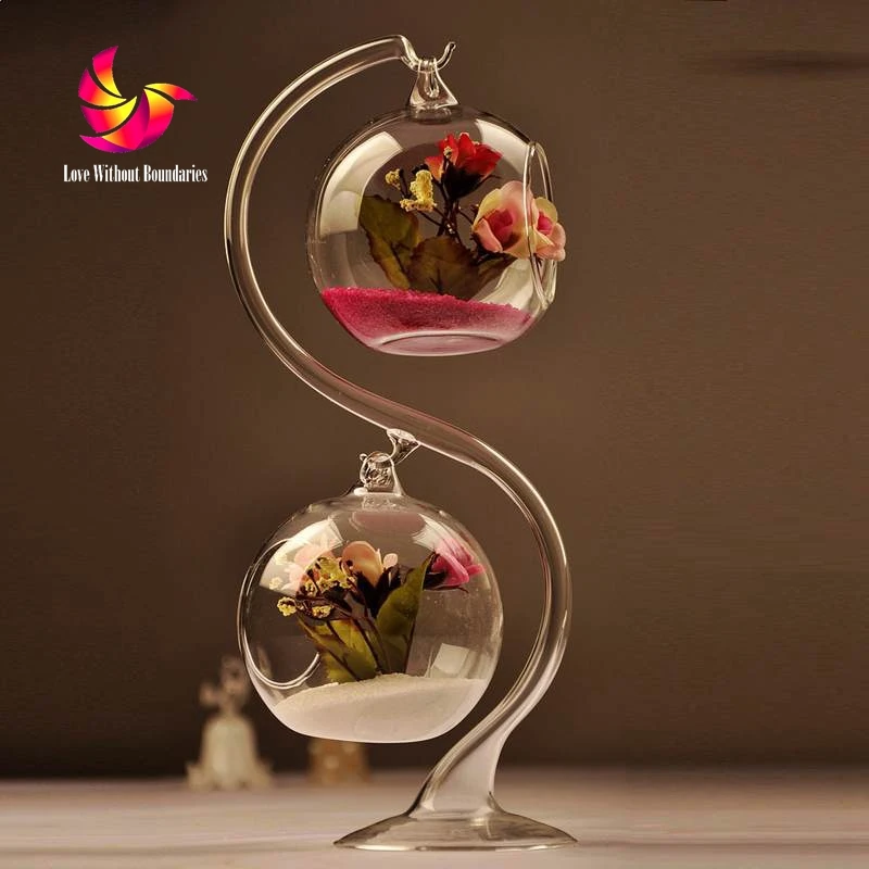 

Creative Europe type double hanging glass crystal vase hydroponic flower implement,fashion household act tasted handicraft