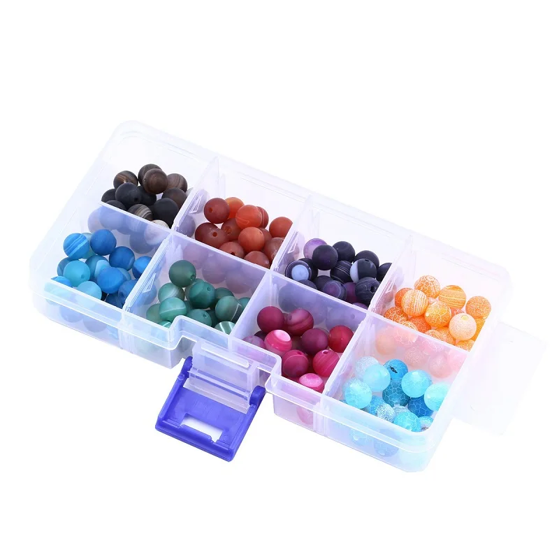 Круглые шарики в полоску из натурального камня 8 мм разноцветные Агаты сетку