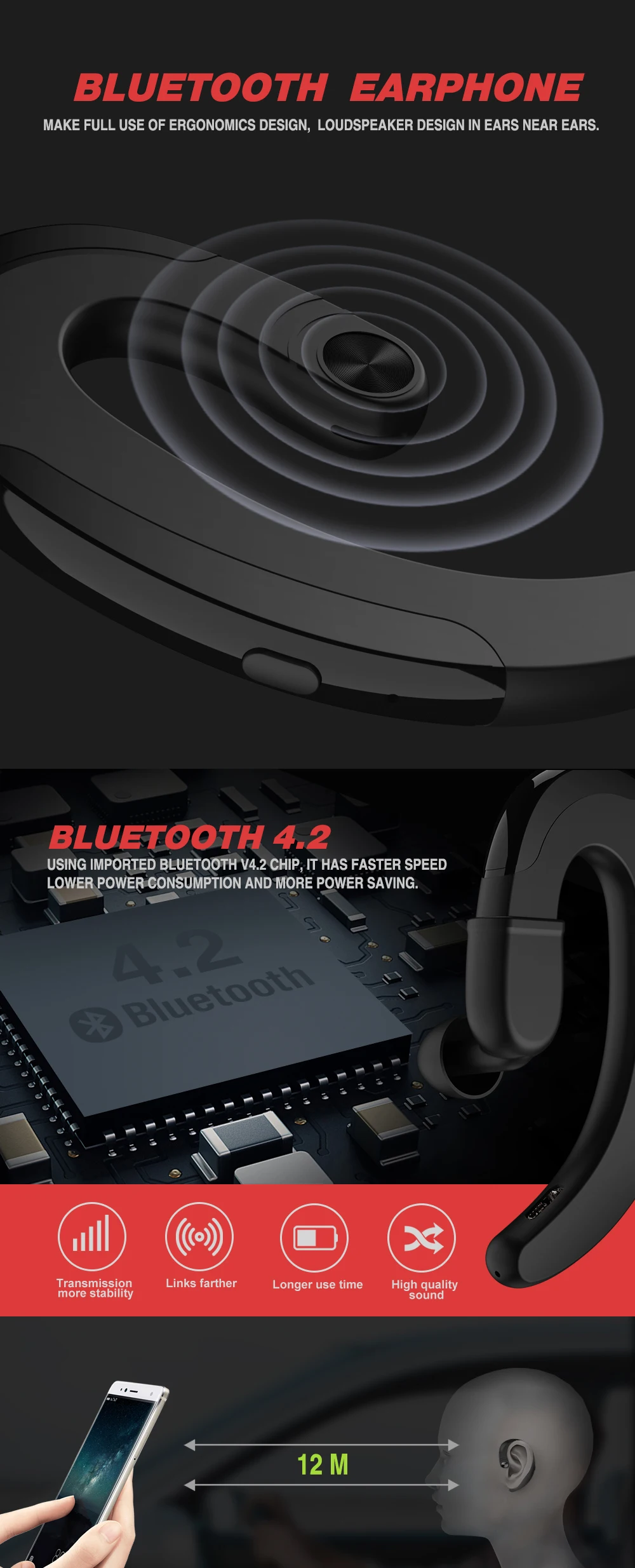 Наушники с костной проводимостью, Bluetooth наушники, беспроводные наушники с микрофоном, спортивные наушники, гарнитура для Xiaomi, для iPhone