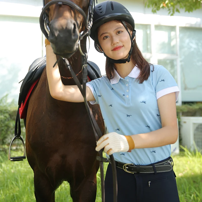Лошади для конного спорта поло Футболка женская короткий рукав Футболка Faith Family Equestrian horsewearбыл оснащен для конного спорта куртка