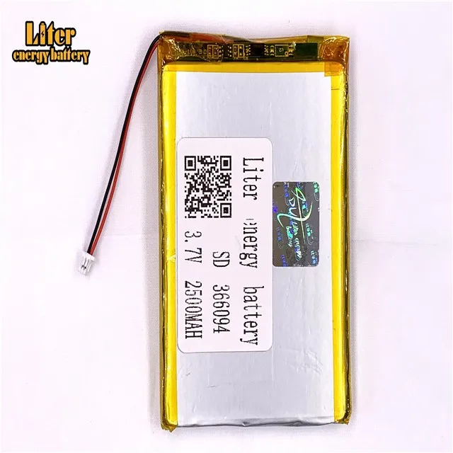 366094 2500 mah 3,7 V 1,0 мм 2pin разъем литий-ионный полимерный аккумулятор Батарея Перезаряжаемые для электронных книг gps планшет PDA PC Батарея