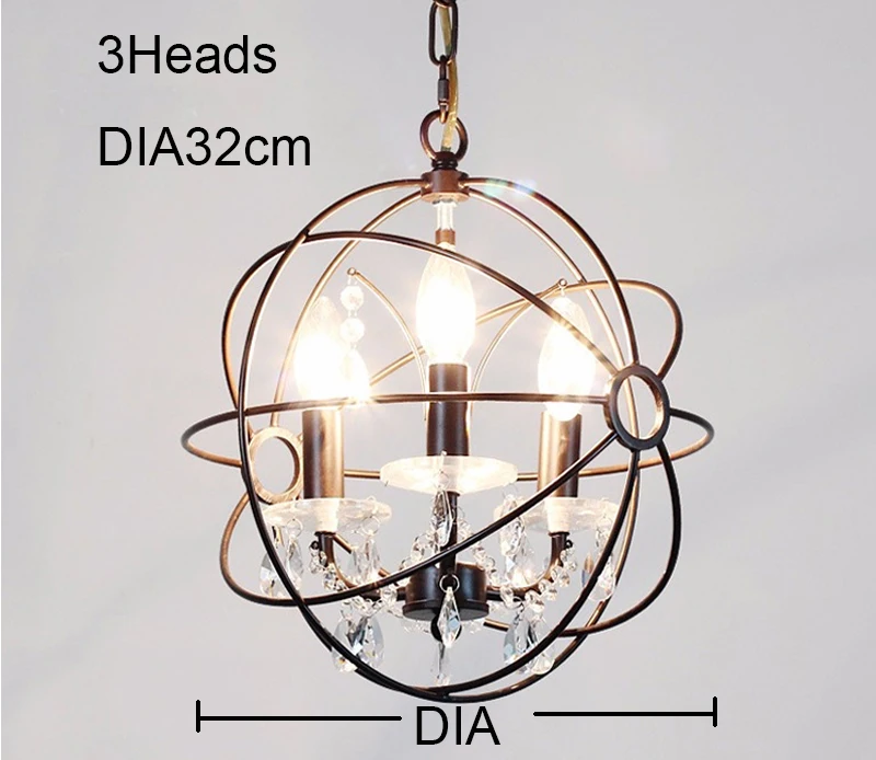 Винтажная орбитальная K9 хрустальная люстра лампа DIY американский дом деко гостиная Ретро ржавчина Железная роскошная люстра осветительная арматура