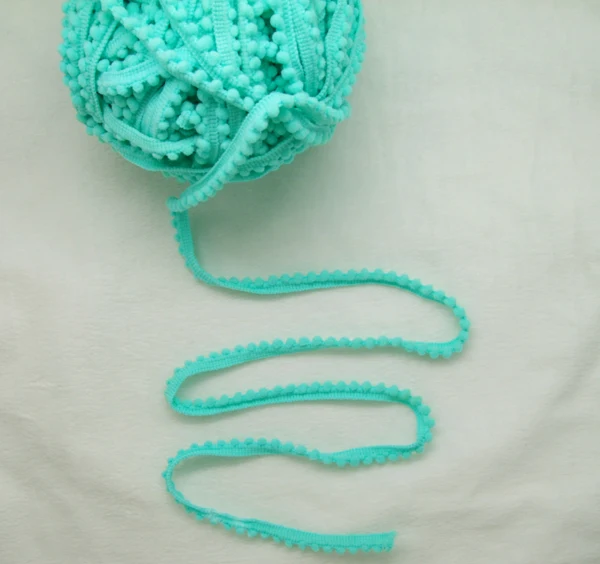 5 ярдов милый светло-бирюзового синего цвета из полиэстера с помпоном кисточками