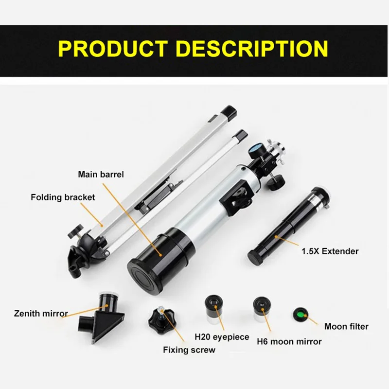 Профессиональный масштабируемый наружный рефрактор 50 мм Монокуляр космический