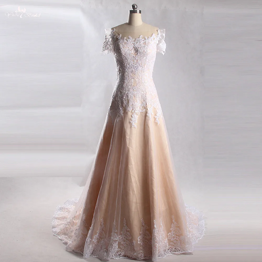 LZ234 2018 элегантные свадебные платья с золотыми кружевами свадебное платье