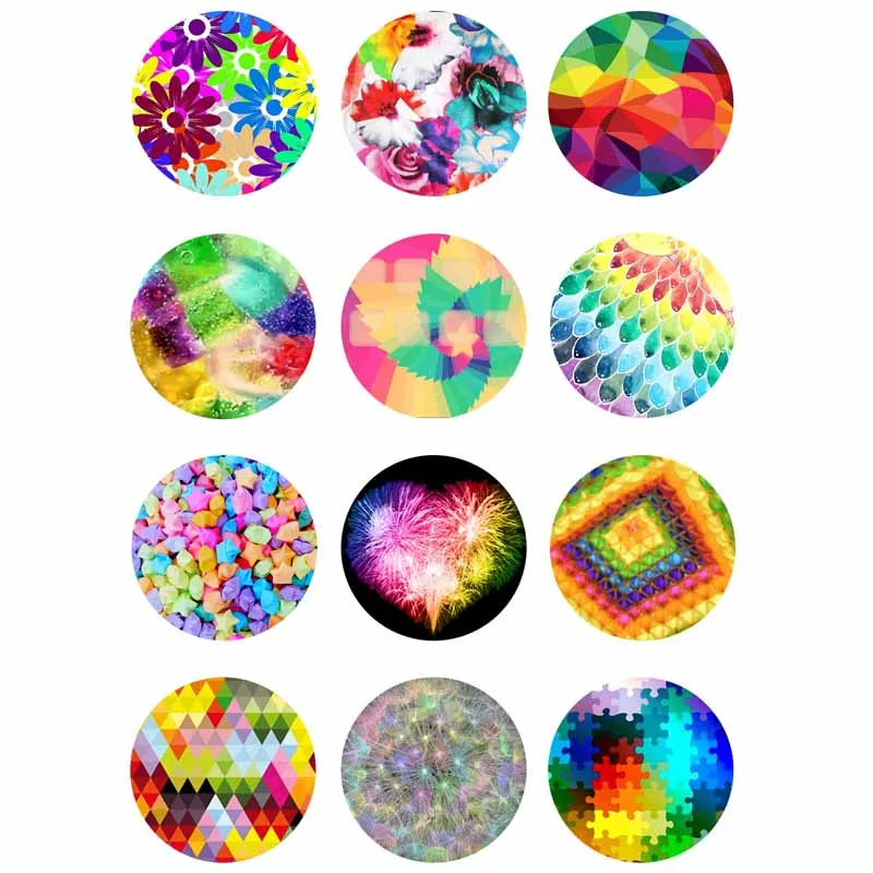 

10mm 14mm 16mm 12mm 20mm 25mm 374 12pcs/lot Colorful Mix Round Glass Cabochons Jewelry Findings 18mm Snap Button Charm Bracelet