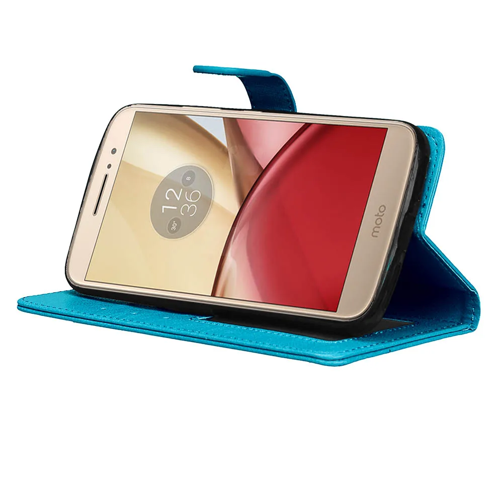 Чехол для Motorola Moto M с часами из искусственной кожи откидной крышкой и подставкой