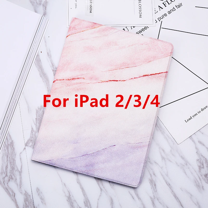 Pink 2 3 4 Для iPad 9,7 чехол A1893 из искусственной кожи с мрамором, умный чехол с функцией автоматического сна/пробуждения для iPad 2/3/4 Air 1 2 Mini 1 2 3 4 Funda - Цвет: Pink 2 3 4