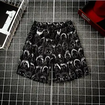 Black KUANGNAN, повседневные летние хлопковые шорты с принтом лица, мужские спортивные мужские шорты, летние мужские шорты, хлопковые мужские шорты, 5XL, новинка - Цвет: Black