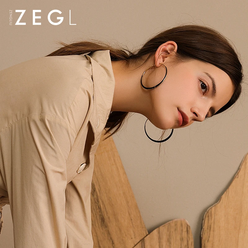 Женские большие серьги ZEGL с круглыми ушками | Украшения и аксессуары