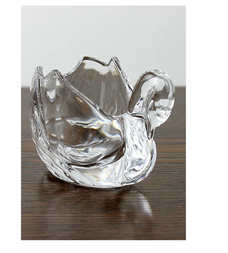 Романтический стеклянный подсвечник в виде лебедя прозрачный для чая свадебное