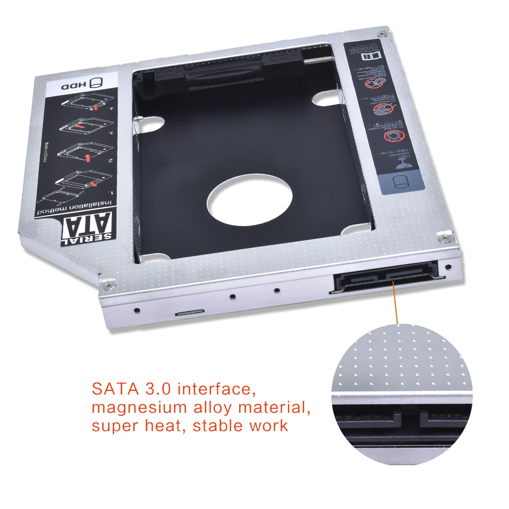 Универсальный алюминиевый корпус Optibay 2nd HDD Caddy 9,5 мм SATA III для 2," SSD корпус HDD корпус светодиодный индикатор ноутбук cd-rom DVD привод odd