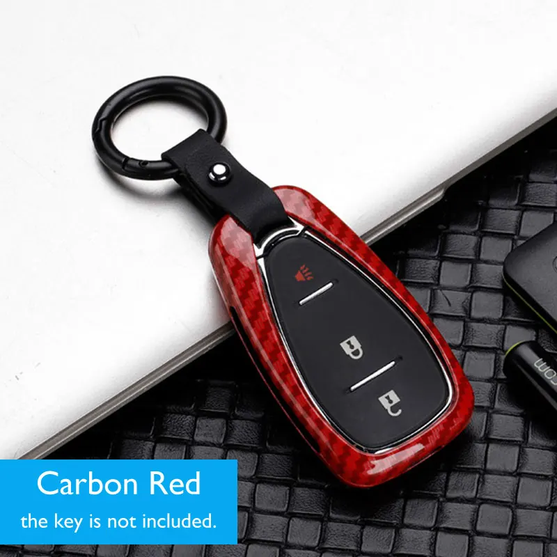 Carbon Red Чехол для ключей автомобиля из сплава для Chevrolet Malibu Camaro Cruze Traverse Spark Sonic Volt Bolt Брелок дистанционного управления Fob Защитная крышка - Название цвета: Carbon Red