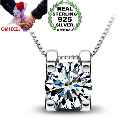 

OMHXZJ Wholesale jewelry four Paw setting woman star kpop AAA zircon 925 sterling silver NO Chain Necklace pendant Charms PE08