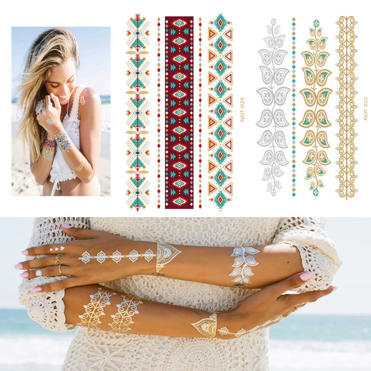 1 шт. золотистая и синяя временная татуировка металлический водонепроницаемый