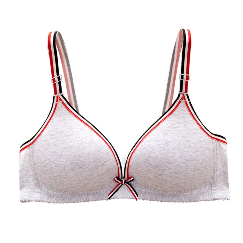 Grey 32A Бюстгальтеры для подростков нижнее белье для девочек нижнее белье в полоску для девушек тренировочные бюстгальтеры хлопок нижнее белье для девочек-подростков - Цвет: Grey 32A