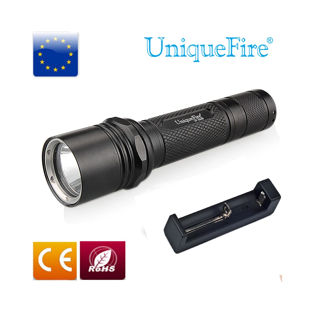 

UniqueFire XML Flashlight UF-504B MINI Flat Rechargeable LED Torch 1200 Lumen Shockproof Flashlight+One-Slot Charger
