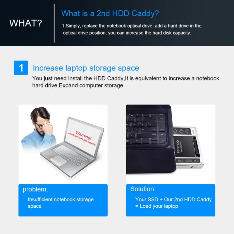 2nd HDD Caddy 12 7 мм алюминиевая Optibay SATA 3 0 коробка для жесткого диска корпус DVD адаптер 2 5