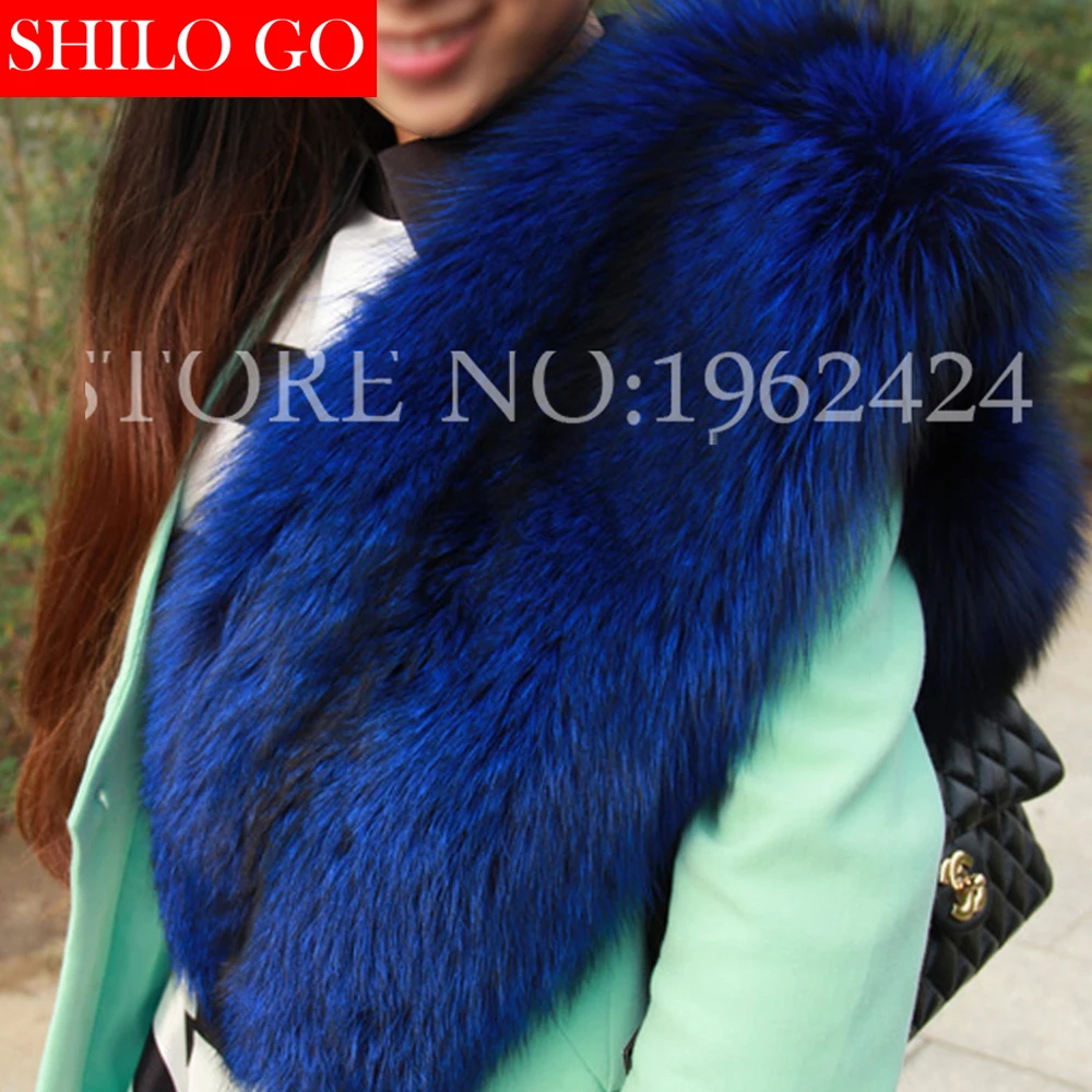

2020 Winter New Fashion Women High-quality Party Banquet Milan Show Dual Silver Fox Fur Collar Shawl Ring & Blue & Red & Sliver