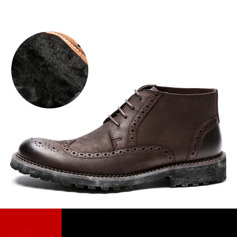 Coffe plush Американский размер 6-10, два тона, натуральная кожа, на шнуровке, формальное платье, ажурные оксфорды, мужская повседневная обувь, броги на платформе, Ботинки martin - Цвет: Coffe plush