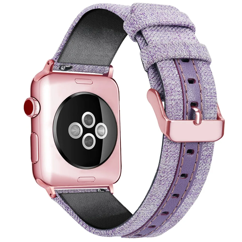 

Replacement Strap for Apple Watch 40mm 44mm Luxury Leather Canvas Bracelet Wristband for iWatch Series 4 Smartband