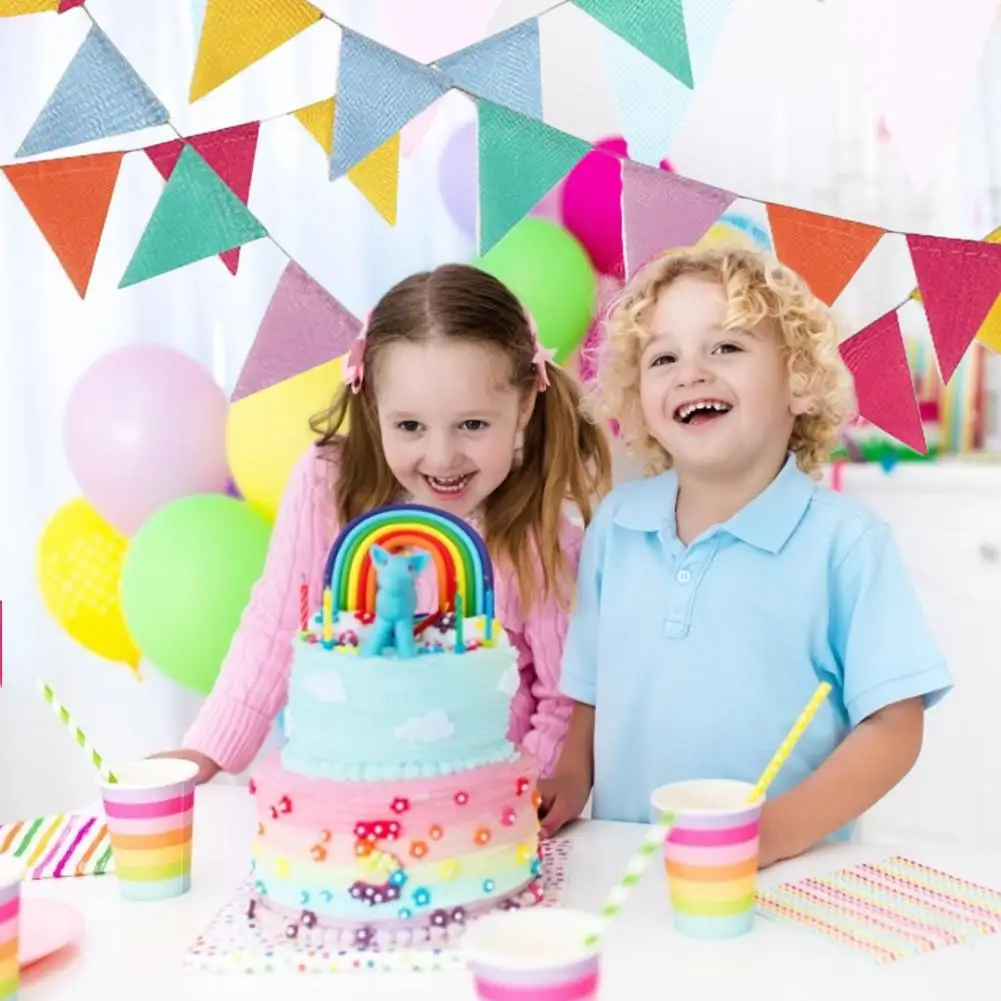 Bunting Banner 6-color Imitation Linen Pennant Flags Party European Wedding Decoration | Дом и сад