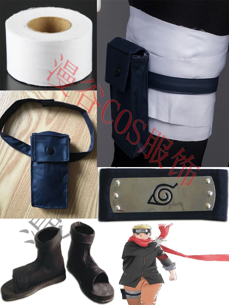 

The Last Uzumaki Cosplay Costume Halloween Uniform Coat+Pants+Scarf+Headband+Shoes+Bag+Bandage