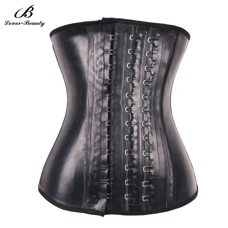 Waist Trainer Lover beauty Женский черный кожаный латексный тренажер для талии 4 стальные косточки корсет для контроля за животом для похудения формирователь тела нижнее белье-B - Цвет: Waist Trainer
