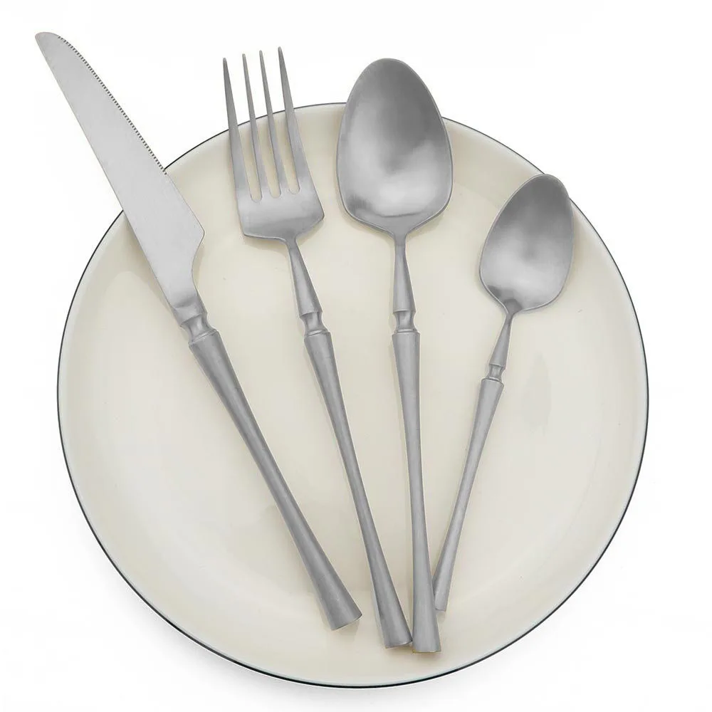 Silver 24pieces(6set Набор медных столовых приборов с шпинделем, 24 шт., нержавеющая сталь, Западная посуда, набор посуды, нож, вилка, розовое золото, кухонные аксессуары - Цвет: Silver 24pieces(6set