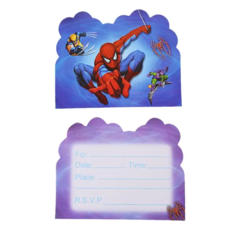 card 10pcs 29*40 см Рисунок человека-паука, тематическая бумага Pinata для детей, детские вечерние игрушки для игр, декор для дня рождения, подарочные пакеты с днем рождения pinata - Цвет: card 10pcs