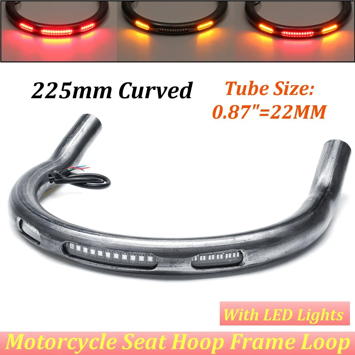 225mm bent 22 мм Универсальная трубка Кафе Racer задний Каркас сиденья обруч петля светодиодный стоп-сигнал для поворота Тормозные огни конец плоский для Kawasaki для Suzuki - Испускаемый цвет: 225mm bent
