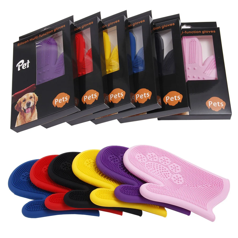 Pet Silicone Bathing Massage Gloves Brush Hair Removal Waterproof hair cleaning comb For small large pet cat dog | Дом и сад