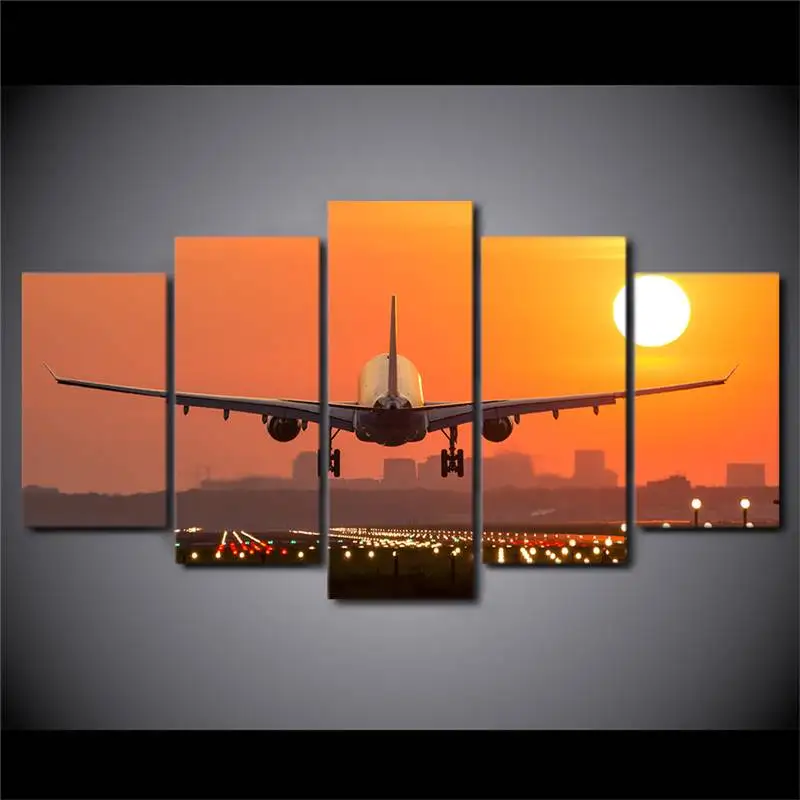 Hd Печатный 5 шт. Холст Искусство самолет фотообои картины для гостиной домашний