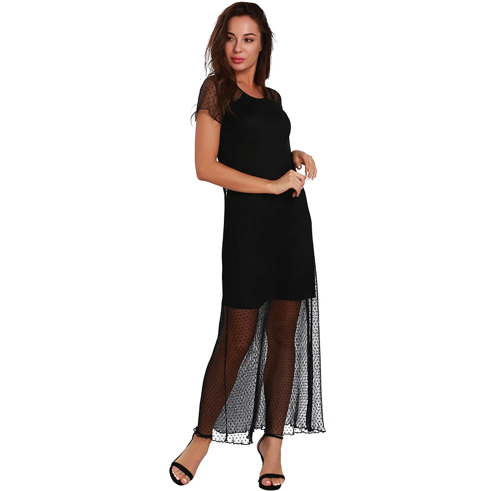 Julyee пикантные черные сапоги сетки длинное платье женская одежда Повседневное