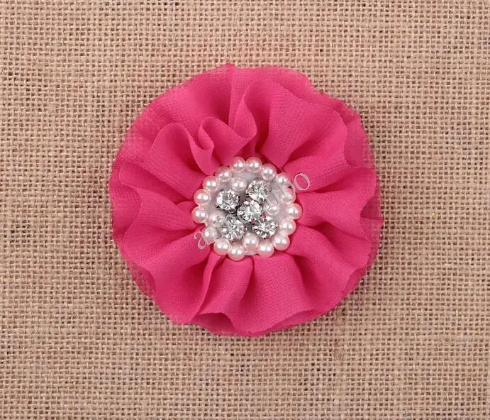 Оптовая продажа ткани шифон гофрированные цветы жемчуг горный хрусталь центр