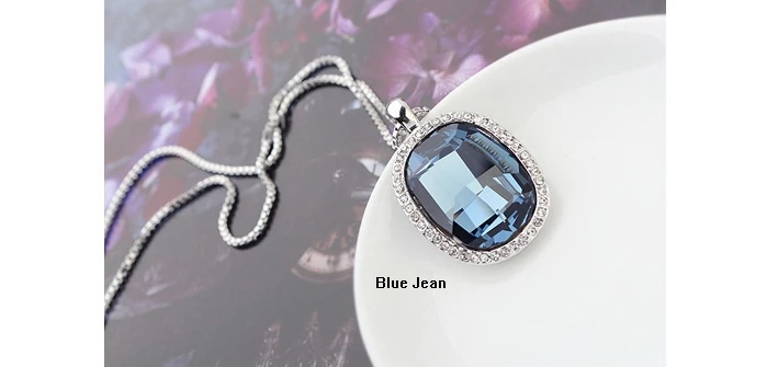 Wholesale Women's 18K White gold GF Use Quality Austria Crystal Gorgeous Mirror Pendant Chain Necklace Free Shipping | Украшения и