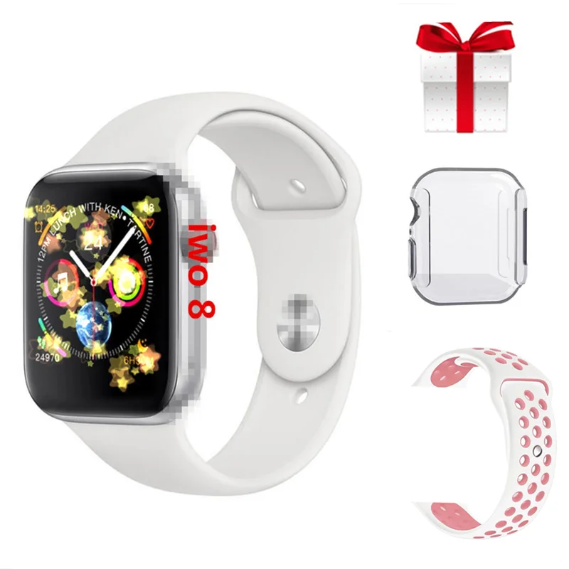G Часы SmartWatch IWO 8+ ремень+ пленка протектор Смарт-часы IWO8 44 мм MTK2502C сплав чехол Часы Серия 4 Частота сердечных сокращений ЭКГ для ios android - Цвет: G
