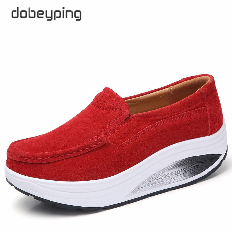 Red Dobeyping/Новинка; сезон весна-осень; женская обувь без шнуровки; женские лоферы из натуральной кожи; женская обувь на плоской платформе; мокасины; женская обувь - Цвет: Red