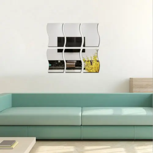 Съемные 3D Волнистые клейкие акриловые зеркальные DIY домашние настенные наклейки